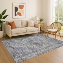 Addison Rugs Mayfield Premium Machine Washable Traditional Global Blue Rectangle Rug, 9' x 12'