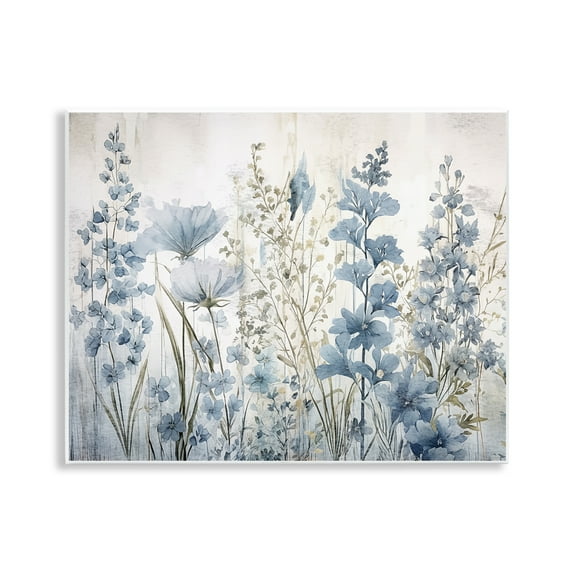 Stupell Industries Blue Nature Blooms Plants & Flowers Painting Unframed Art Print Wall Art, 14 x 11