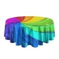 thumbnail image 5 of Rainbow Tie Dye Spiral Pattern Round Tablecloth 60"x60",Wrinkle Wipeable Table Cloth for Kitchen Dining Room Picnic Patio Party, 5 of 6