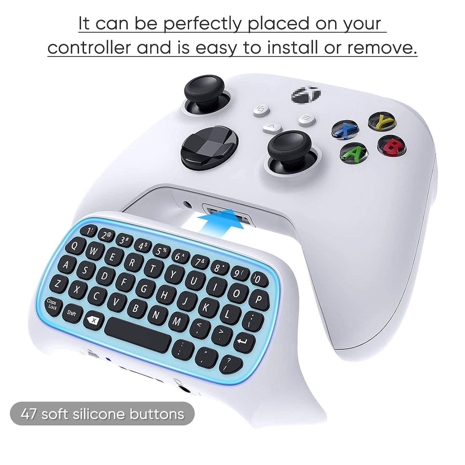 Keyboard for Xbox Series X/S/One/One S Controller, Wireless Chatpad Bluetooth Gaming Keypad with USB Receiver,Built-in Speaker,3.5mm Audio Jack Accessories for Xbox (Controller Not Included),White