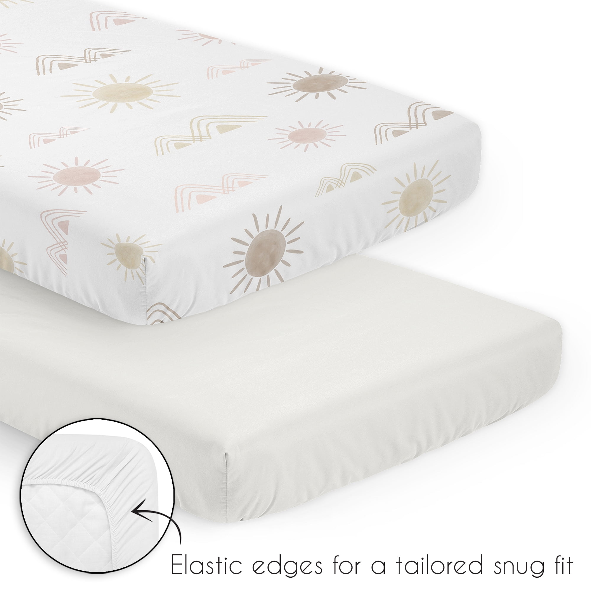 Sweet Jojo Designs Desert Sun Pink and Gold 3 Piece Mini Crib Bedding Set