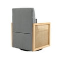 thumbnail image 4 of 24.02 Inch Single Swivel Chair, Linen Upholstered Accent Chair with Lumbar Pillow and High Backrest, Comfy Barrel Chair with Rattan Handrail for Living Room, Bedroom and Office, Grey, 4 of 8
