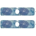 thumbnail image 2 of Coolnut 2 PCS Faucet Splash Catcher, Stylized Mandalas and Flowers in Pastel Blue Color Microfiber Cloth Kitchen Faucet Absorbent Mat Sink Splash Guard Faucet Mat Sink, 14"x5", 2 of 7