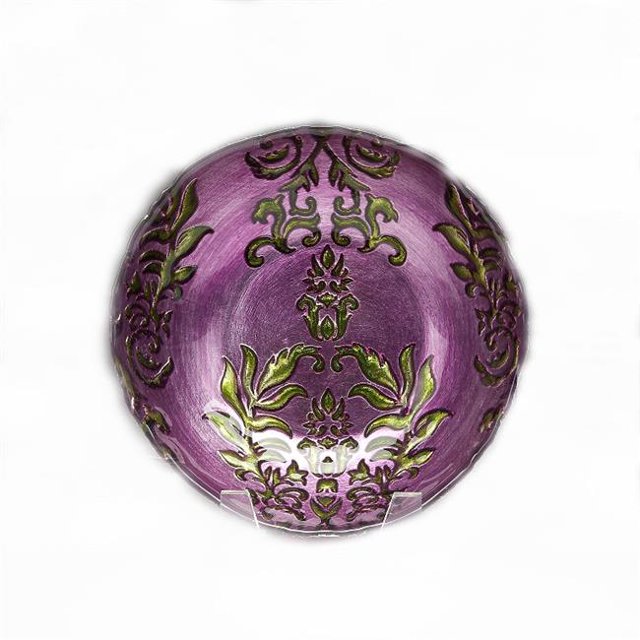Damask Bol Violet Vert de 7,5 Po - Ensemble de 4