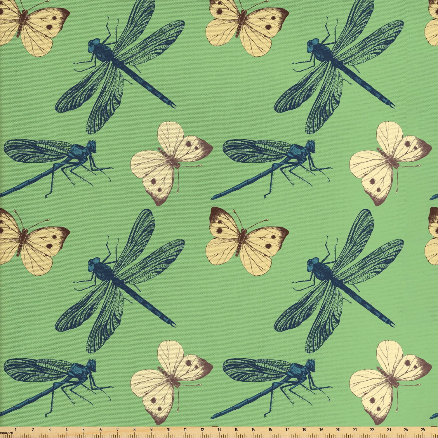 Dragonfly Fabric By The Yard Random Design Of Wild Nature Insects 