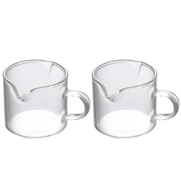 Glass Cup Pitcher Milk Coffee Espresso Creamer Double Mug Clear