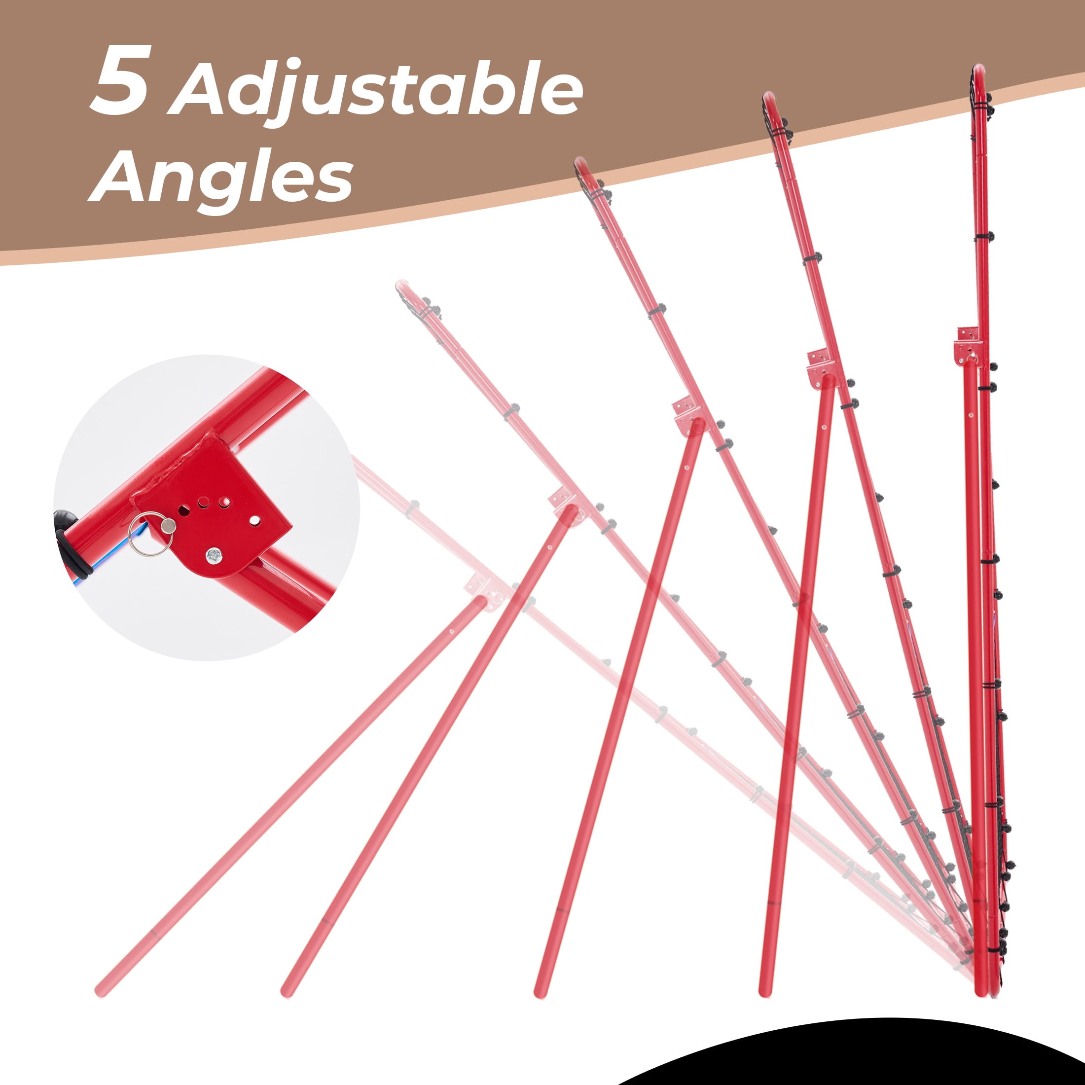 EDX Volleyball Rebounder Net with Travel Bag, Adjustable Angle Training Equipment for Solo Practice & Team Drills, Red