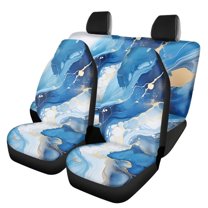 Jeiento Automotive Universal Seat Covers Set Blue Gold Marble Lightweight Saddle Blanket Car Seat Covers Full Set for Trucks SUV Van Auto,4 Piece Set