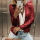 thumbnail image 2 of Cárdigan de manga larga para mujer, abrigo de lentejuelas brillantes, chaqueta femenina informal con frente abierto, 2 of 2