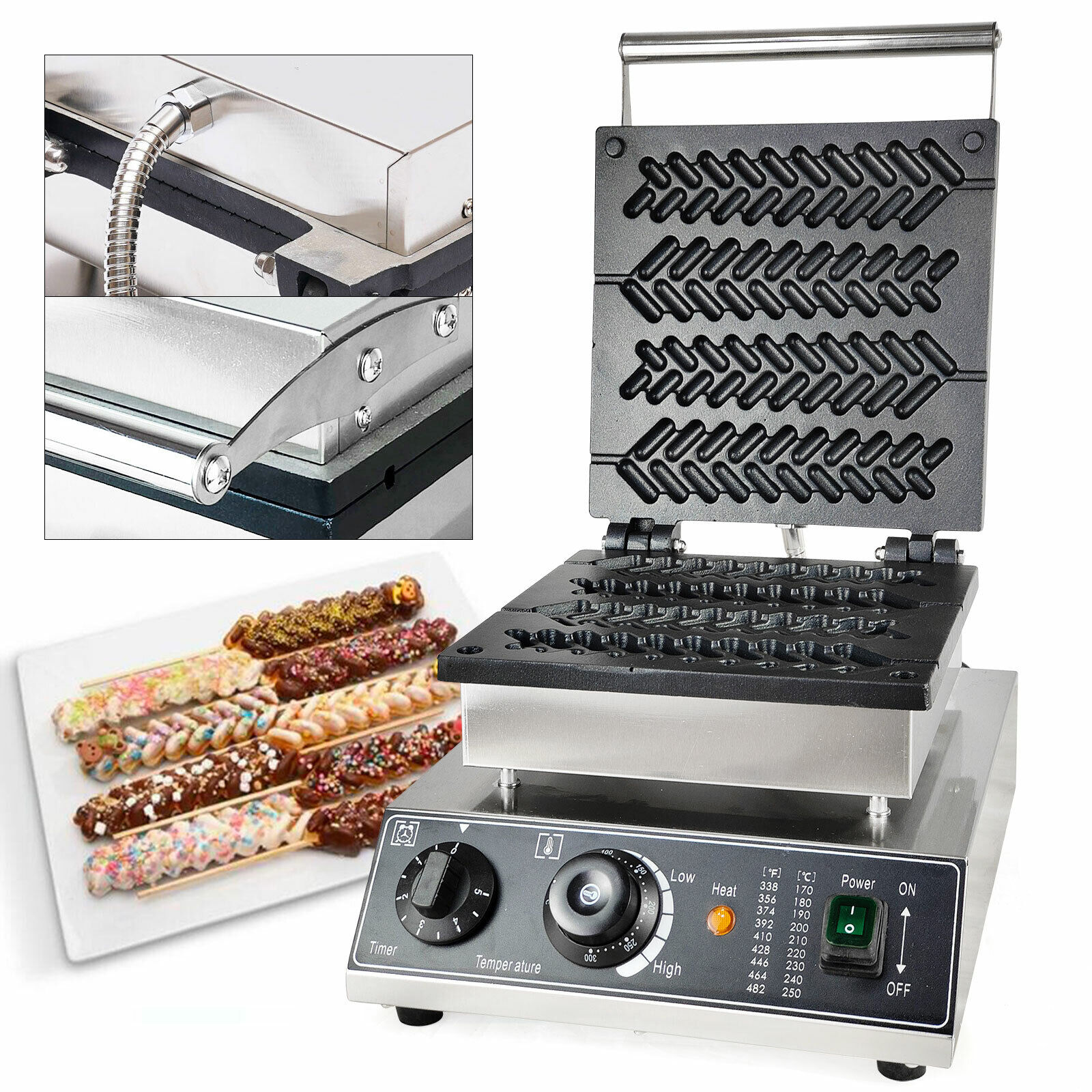 Fichiouy Commercial Waffle Hot Dog Machine Nonstick Electric Corndog Maker for Restaurant Bakeries Snack Bar