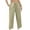 Beige, variant on Admvng Pants for Women Drawstring Elastic Cotton Linen Casual Cropped Pants Solid Color Trousers S-3XL