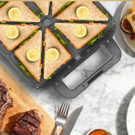 2-Serving Classic Plate Electric Indoor Grill and Panini Press, Black