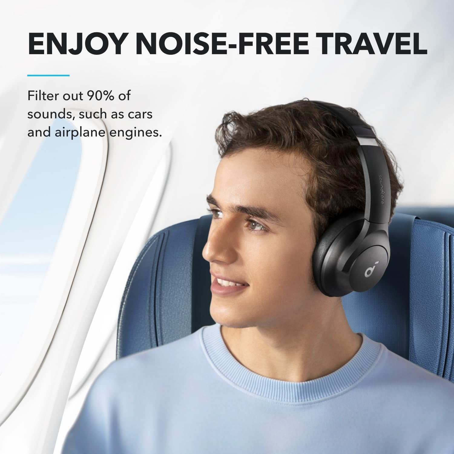 Soundcore Q20i Wireless Noise Cancelling Over-Ear Headphones, 40 Hours Long Battery, Hi-Res Audio & Deep Bass, Customizable Sound via App, Designed for Business and Travel-Black