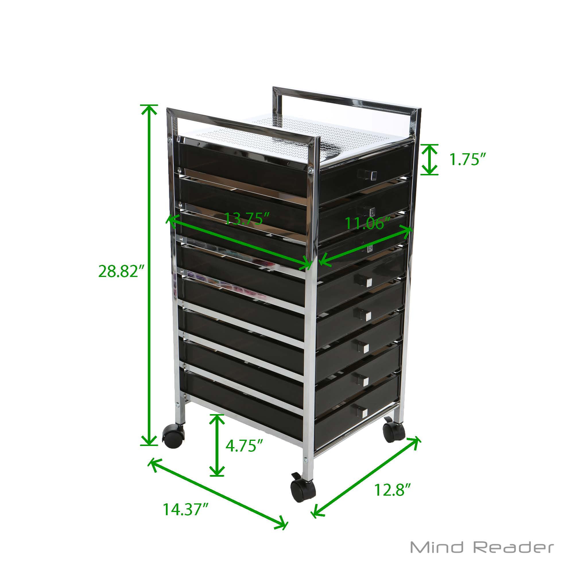 Black Mind Reader 8dmtroll Blk Storage Drawer Rolling Utility Cart