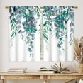 thumbnail image 5 of Navy Eucalyptus Botanical Kitchen Curtains Blue Leaves Bathroom Curtains Window Treatment Drapes Tier Flower Spring Floral Cafe Small Bedroom Short French Door Curtains 2 Panels 28x40 Inch, 5 of 8