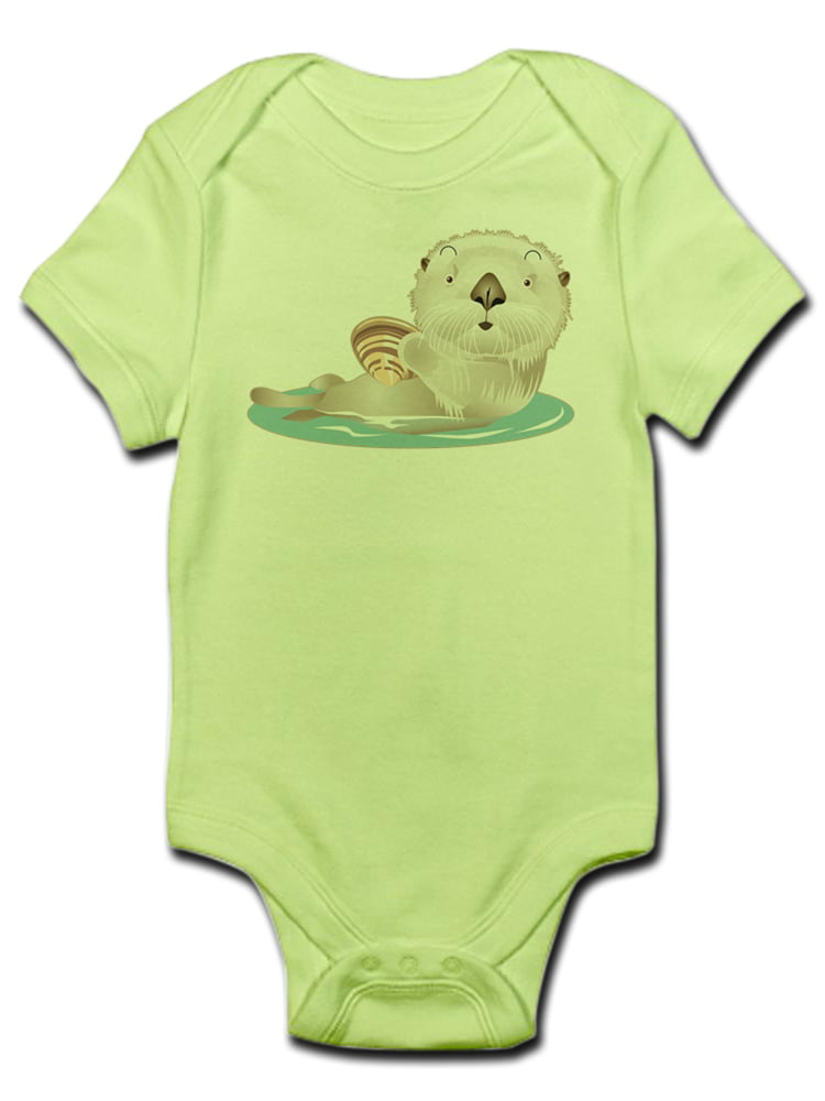 Sea Otter Eating Ice Cream Newborn Girls & Boys 100% Organic Cotton Romper Jumpsuit 0-24 Months