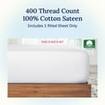 thumbnail image 4 of California Design Den Queen Fitted Sheet Only, Soft 400 Thread Count 100% Cotton Sateen, Deep Pocket, All-Around Elastic, Sidedicators - Bright White, 4 of 9
