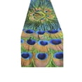 thumbnail image 2 of MYPOP Peacock Feathers Cotton Linen Table Runner 16x72 Inches, 2 of 5
