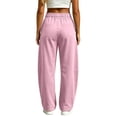 thumbnail image 6 of Evdexr Sweatpants for Women Solid Drawstring Elastic Waist Pants Barrel Baggy Wide Leg Comfy Trousers Trendy Comfortable Soft Joggers with Pockets Pink S, 6 of 6