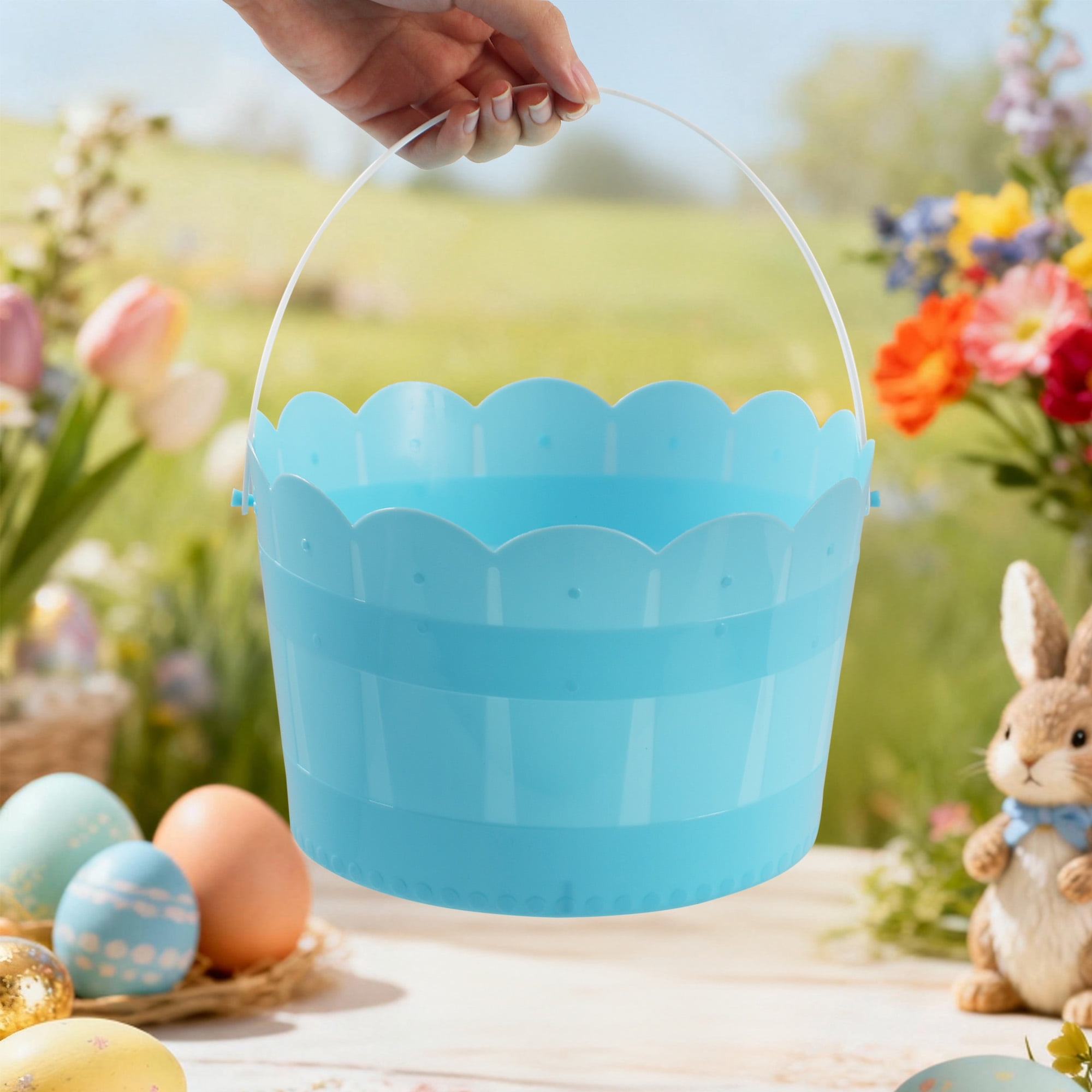 Way to Celebrate! Basket Scallop Rim, Blue, PP, Novelty, Easter