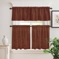 thumbnail image 2 of 3 Piece Kitchen Curtains and Valances Set Dark Brown Cafe Curtains 24 Inch Length Vintage Country Monochrome Chocolate Color Valance & Tier Curtain for Living Room Bedroom Window 54"x18"+27"x24"*2, 2 of 6