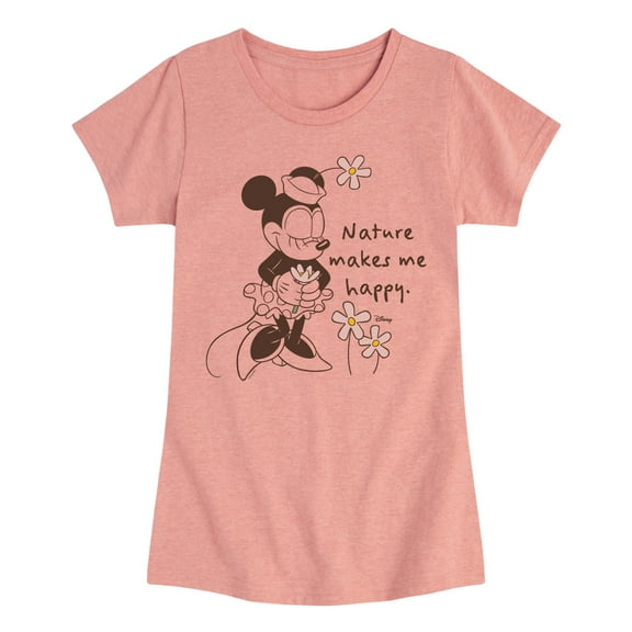 Disney Standard - Minnie Nature Makes Me Happy - Toddler & Youth Girls Short Sleeve Graphic T-Shirt