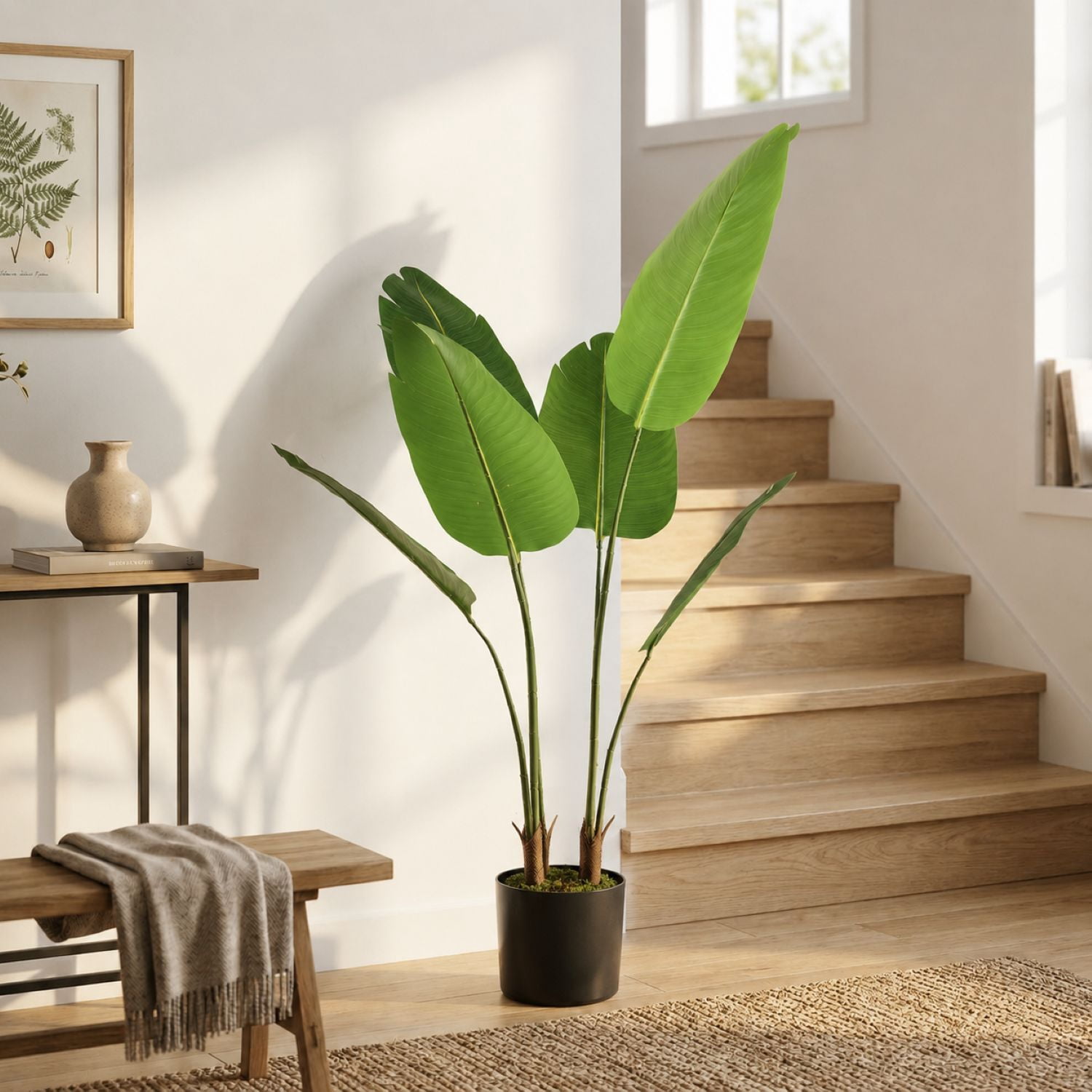 Easy4Home 4FT Artificial Plant Fake Tropical Palm Tree Potted Indoor Faux Floor Plant for Home Office Decor