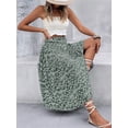 thumbnail image 5 of Women'S Print Long Skirts High Waist Split A Line Full Length Maxi Skirt Green S, 5 of 10