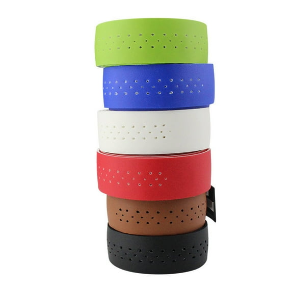 SPRING PARK 2Pcs Faux Leather Road Bike Handlebar Tape Bar Tapes Perforated Handle Straps Riding Supplies