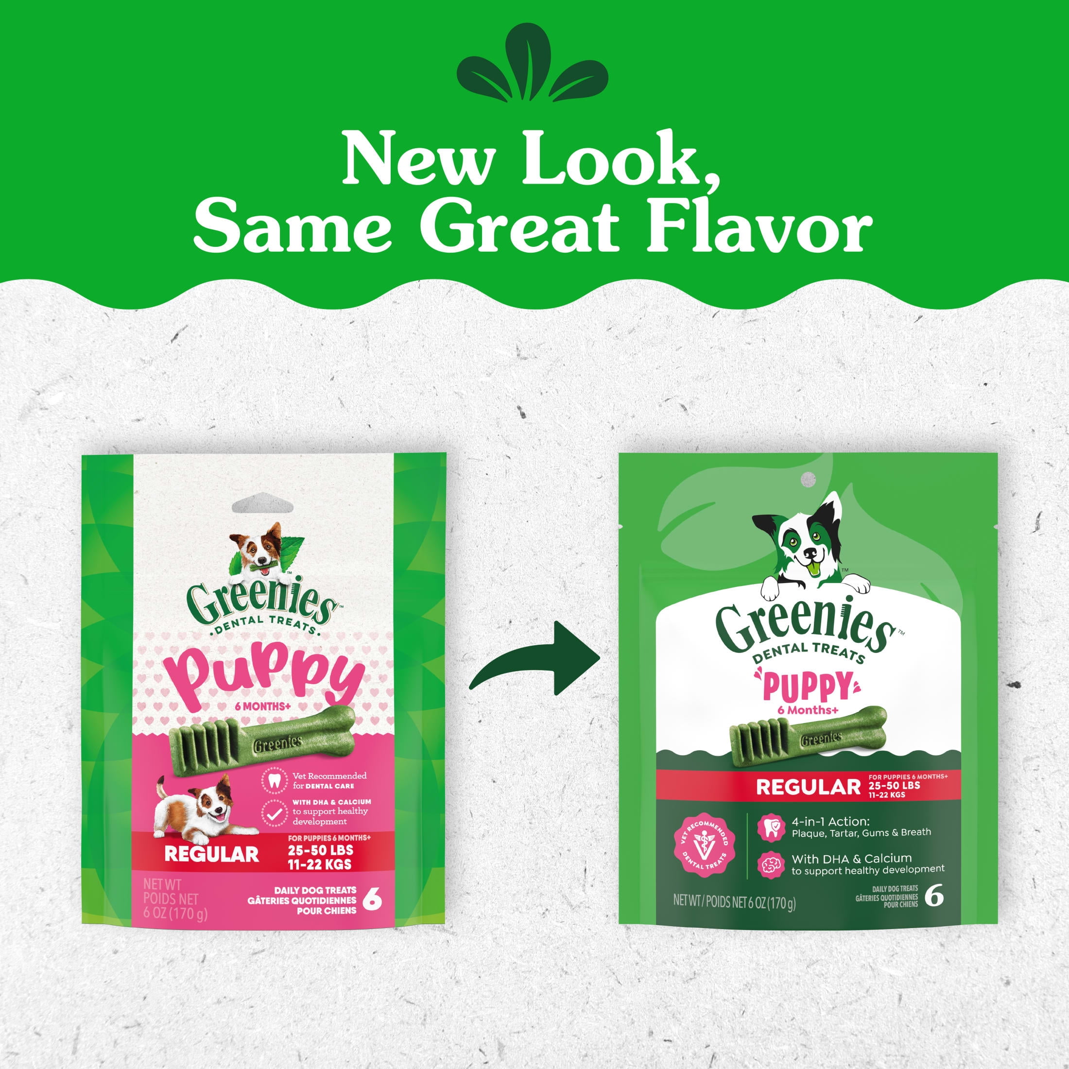 Greenies Natural Dental Puppy Treats Regular Size, 6 oz Pack (6 Count)