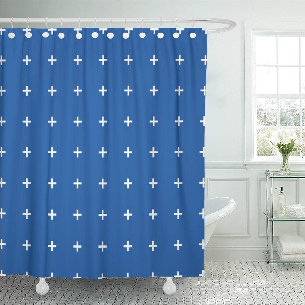 SUTTOM Garden Cobalt Blue Cross Pattern Patio Modern White Shower