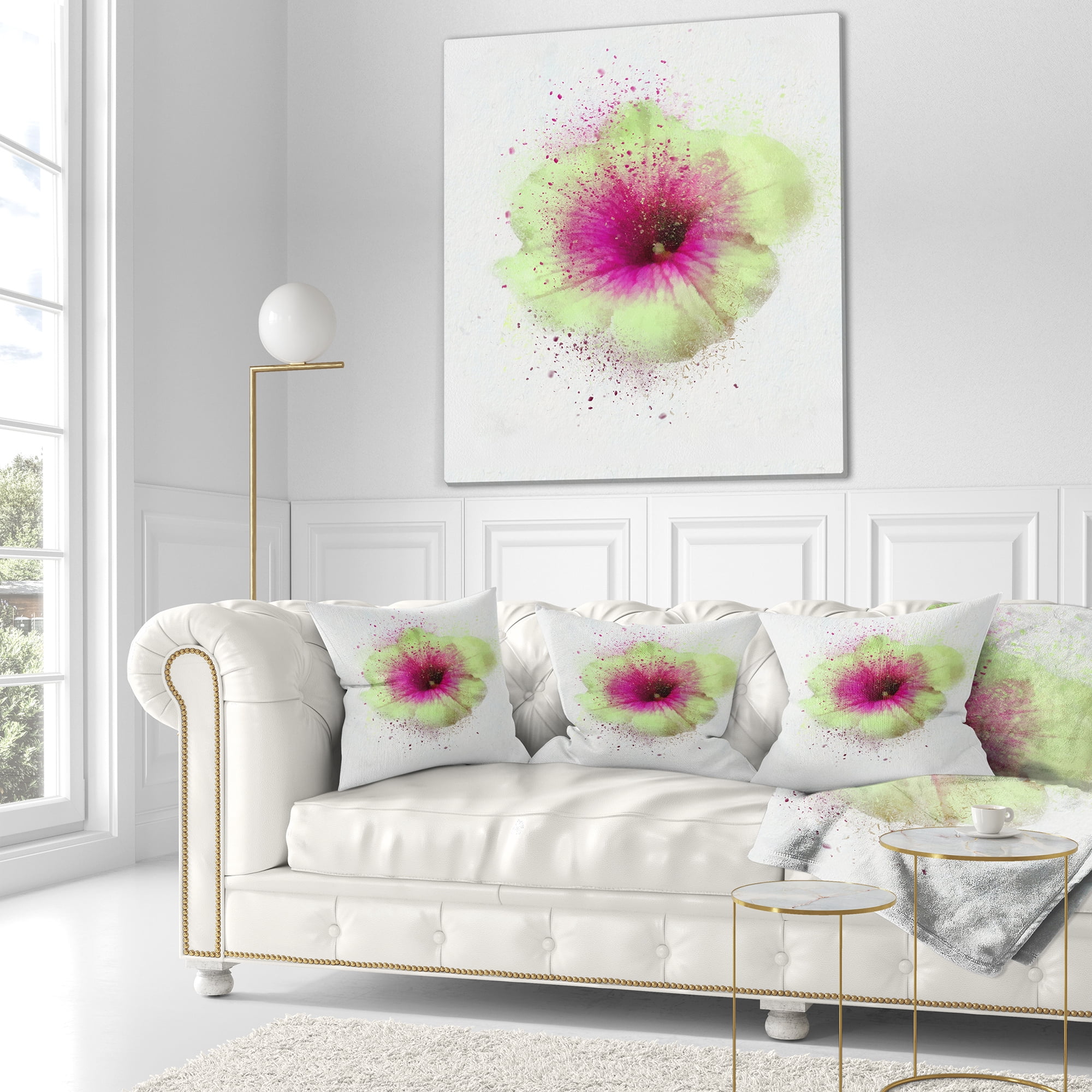 Designart Colorful Gentiana Alpina Watercolor - Floral Throw Pillow - 18x18