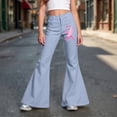 thumbnail image 2 of XINXIAOO Girls School Uniform Pants Wide Flare Leg with Pockets Comfort Back to School Outfits for Girls Girls Boys Size 7-8 Years, 2 of 5