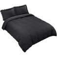 thumbnail image 1 of PiccoCasa Soft Microfiber 3 Pieces King Seersucker Duvet Cover Set Black, 1 of 7