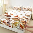 thumbnail image 3 of jejeloiu Brown Mushroom Queen Sheet Sets,Natural Plant Flat Sheet,Rustic Flower Floral Queen Fitted Sheet For Child,Super Cozy Room Decor,4-Piece, 3 of 7