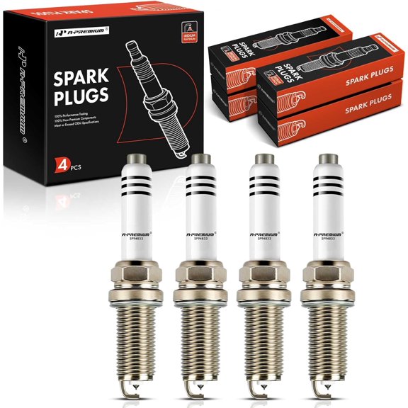 A-Premium Iridium Platinum Spark Plugs Compatible with Volkswagen Jetta, Passat, Golf, Beetle, GTI & Audi A4 allroad, A4 Quattro, Q5, Q7, A5 Sportback, A6, A3, TT Quattro & Porsche Macan, Pack of 4