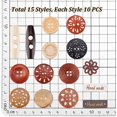 thumbnail image 4 of 150 botones de madera surtidos de 15 estilos diferentes (de 1,8 a 3,8 cm) para manualidades, costura, redondos, con forma de flor y planos., 4 of 5