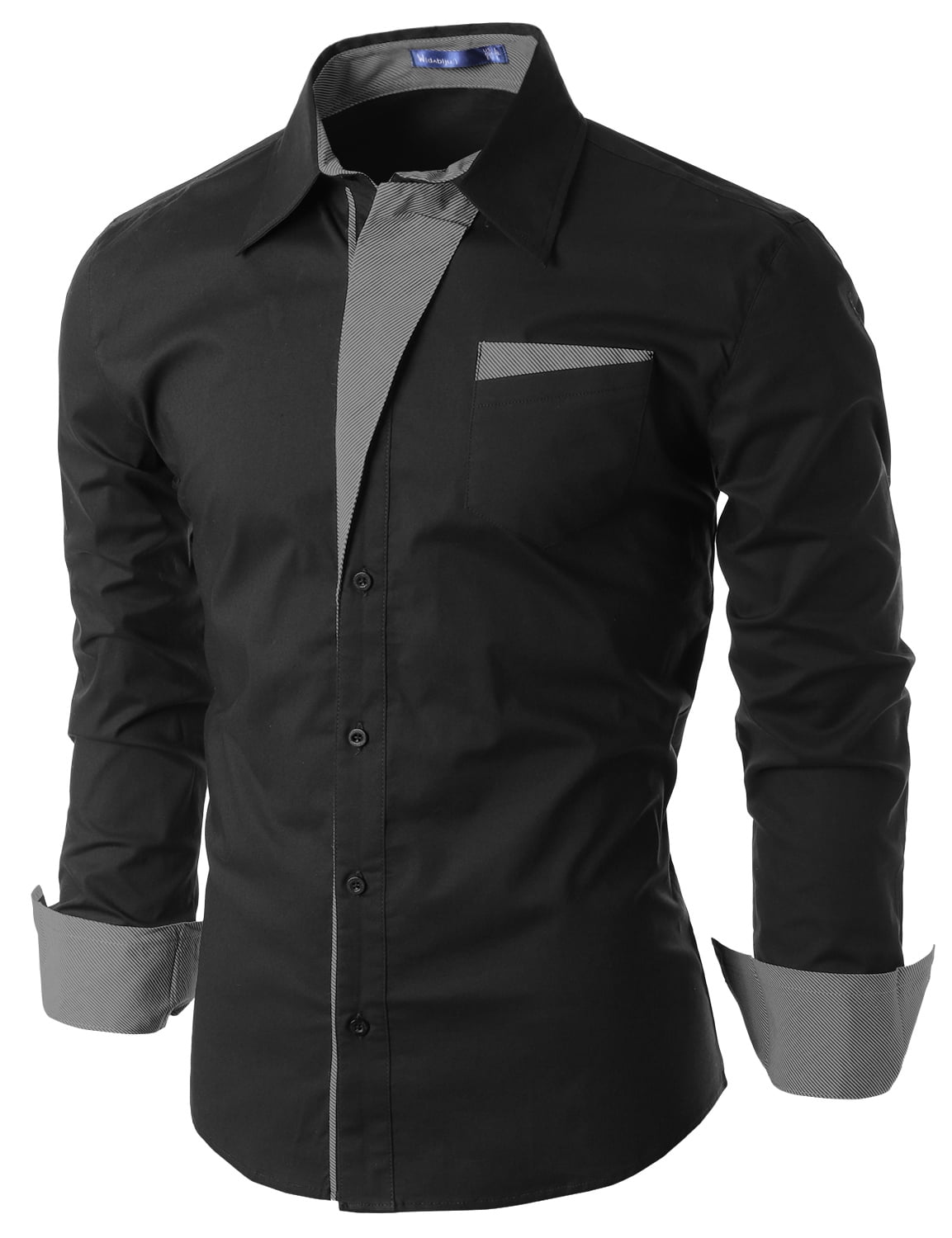 Doublju Doublju Mens Slim Fit Cotton Long Sleeve Button Down Shirts