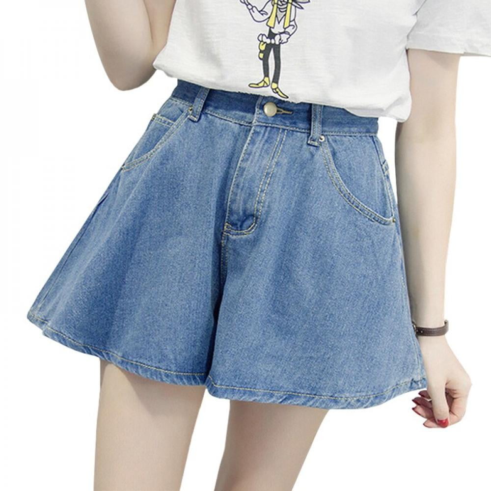 wide denim shorts