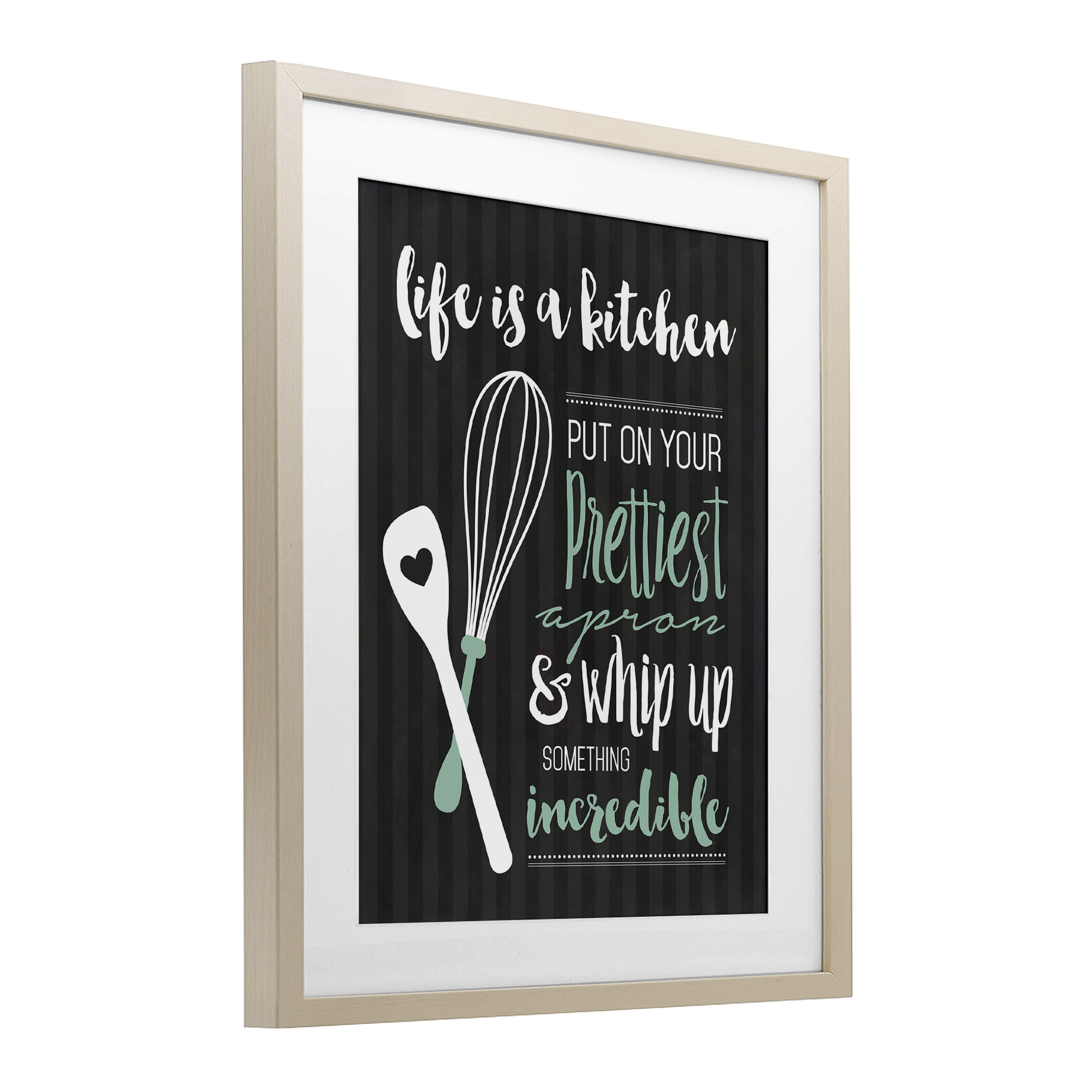 Life Is A Kitchen Motivational Birch Framed Print Under Glass, design by Lettered and Lined