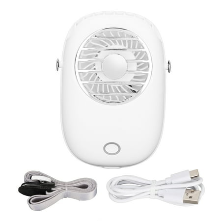 

Rechargeable Necklace Fan Hands Free 3 Levels Dual Power Supply USB Neck Fan For Camping White