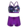 thumbnail image 4 of YONGHS Kids Girls 2-Piece Sports Dance Outfits Crop Tops with Booty Shorts Set 5-14, 4 of 7