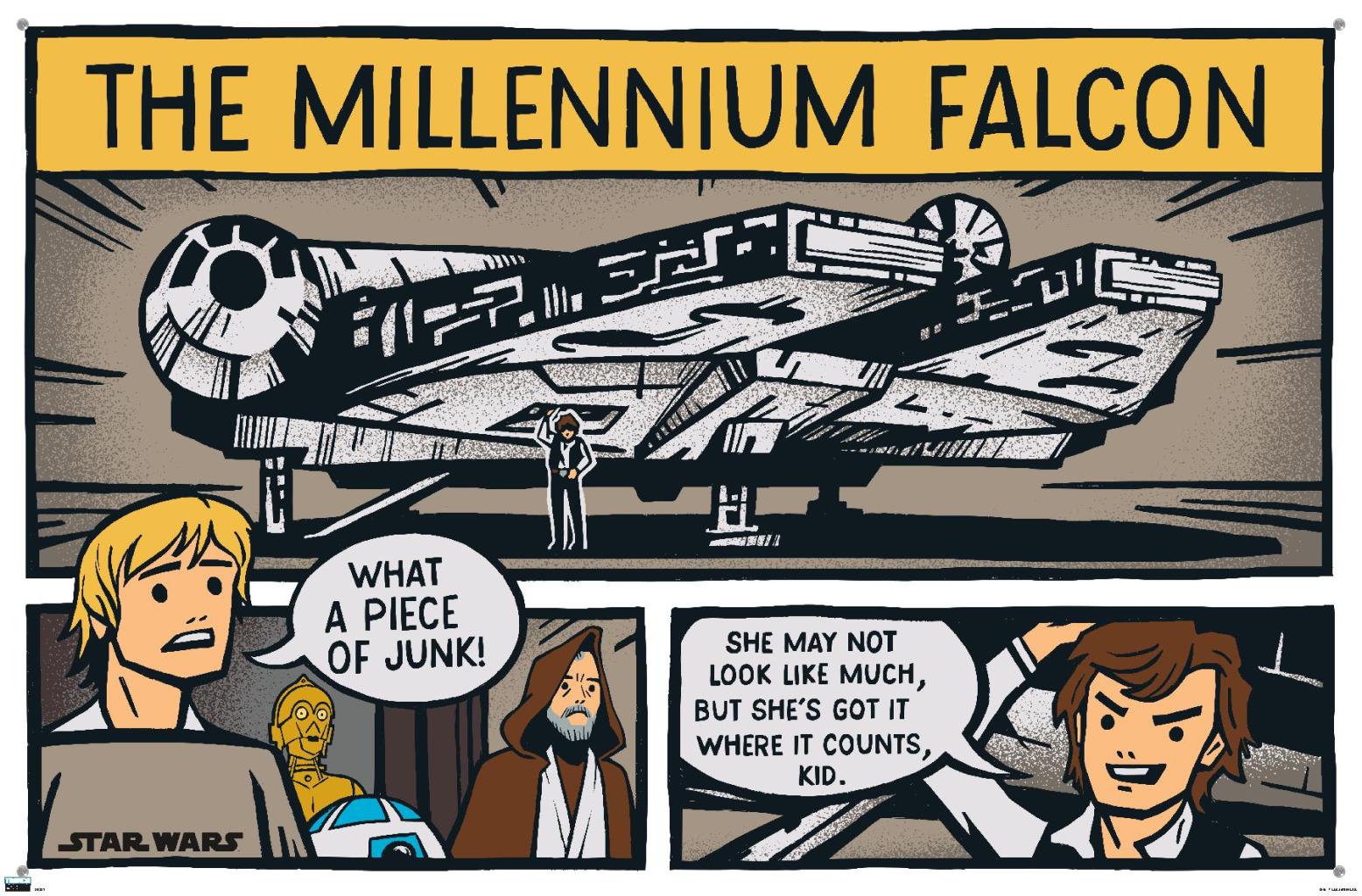 Star Wars: Saga - Millennium Falcon Comic Wall Poster with Pushpins, 22.375" x 34"