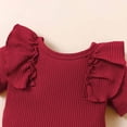 thumbnail image 3 of Girls Summer Outfit Ribbed Ruffle Bodysuit Floral Bloomer Shorts Headband 3 Piece Baby Clothes Set 0-24M, 3 of 6
