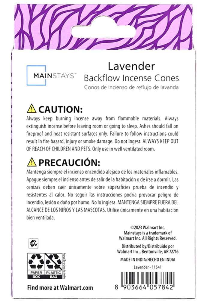 Mainstays Backflow Incense Cones, Lavender Fragrance (Purple), 40 Pack