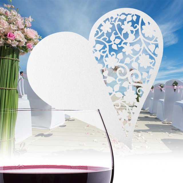 Tarjetas de Lugar de Nombre de Boda 50 Piezas de Forma de Corazón Blanco Tarjetas de Lugar de Nombre Hueco de Boda para Tarjeta de Copa de Vino Tarjeta de Mesa Tarjeta de ANGGREK Otros