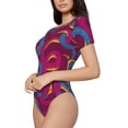 thumbnail image 2 of Haiem Colorful Snake Women's Crew Neck Short Sleeve Bodysuit Tops Stretchy Slim Basic-Small, 2 of 9