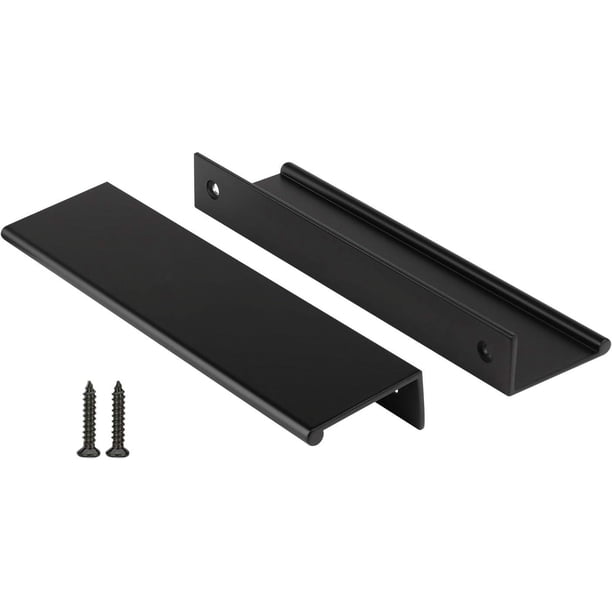 Peaha-Juego de 5 manijas para gabinetes de cocina, tiradores negros de 5 pulgadas para cajones de tocador, borde de puerta, tirador de dedo, herrajes de aleación de aluminio