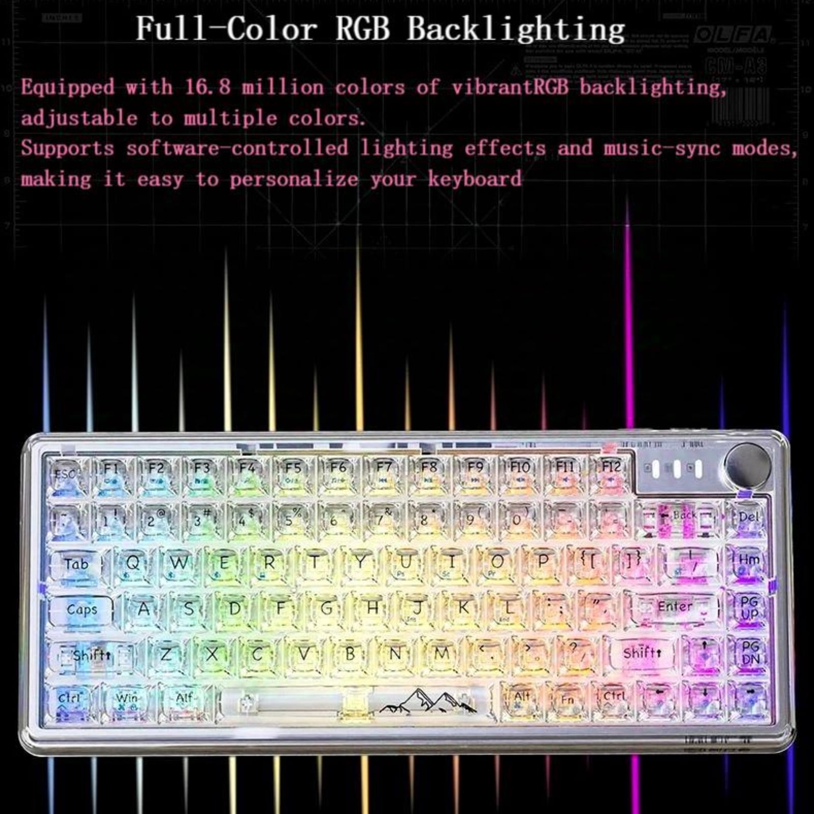 Wireless 82 Hot Swappable Transparent Mechanical Keyboard with Clear Keycaps, BT5.0/2.4G/USB-C Triple Mode mechanical Keyboard, RGB Backlit for Windows/Mac(Crystal Ice Switch,White)