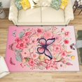 thumbnail image 1 of 3x5 Rug, Floral Door Mat Washable Non Slip Soft for Entryway, Pink Flower Butterfly Rug, Girls Gradient Carpet, Floral Home Decor & Gifts, 1 of 7